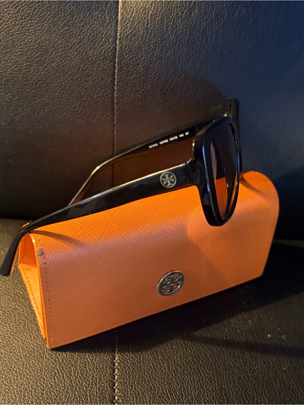 Tory Burch Black Frame Sunglasses with Amber Lenses - Picture 2 of 2